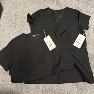 Mandala Black V-Neck Scrub Tops